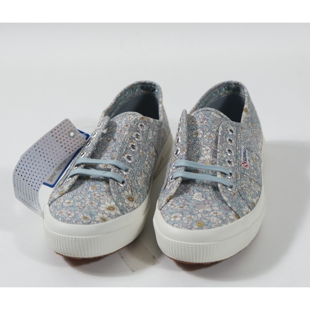 Superga Sneakers Womens 8 Light Blue 2750 Flower Print Floral Canvas Low Top